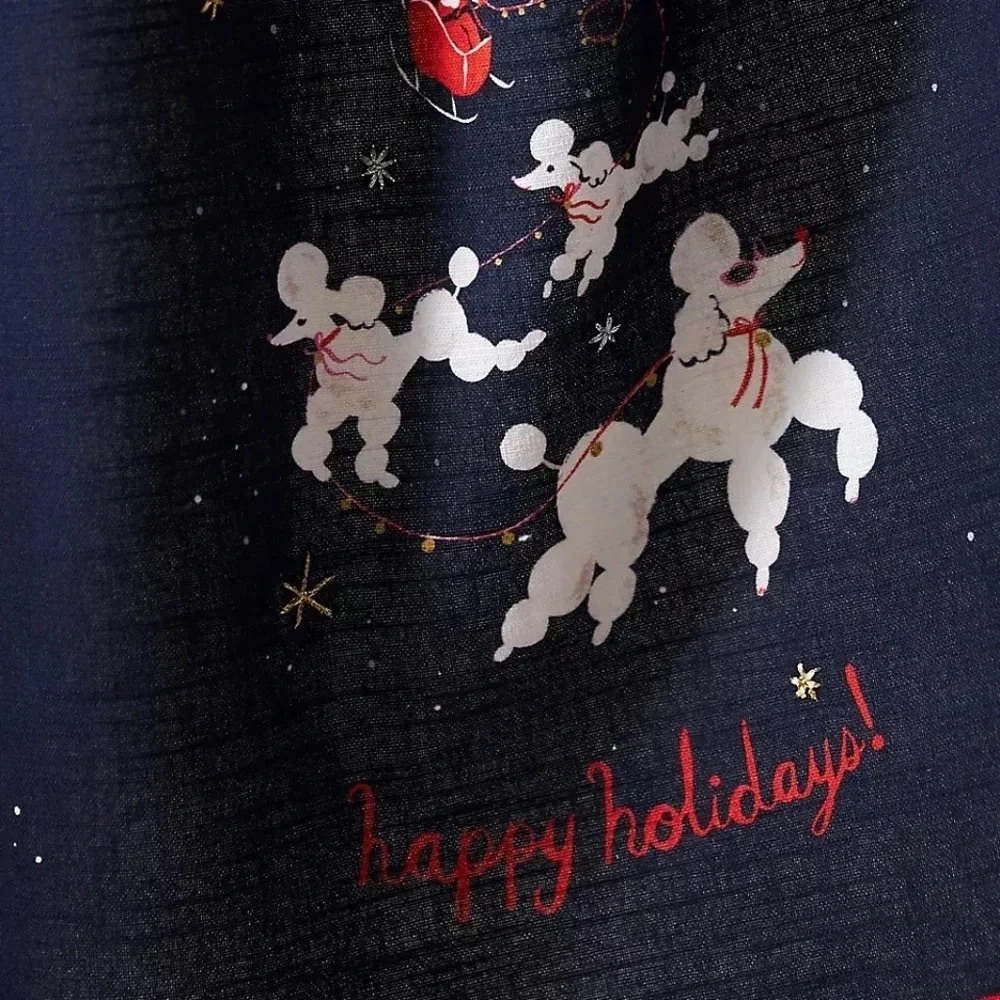 NWT Louise Pretzel Dashing Poodles Christmas Dish Towel - Picture 3 of 3